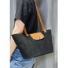 Sac cabas en daim avec pochette rouge et anses cuir