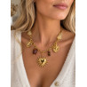 Collier femme acier inoxydable doré avec pendentif cœur soleil