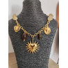 Collier femme acier inoxydable doré avec pendentif cœur soleil