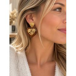 Boucles d’oreilles cœur femme dorées en acier inoxydable