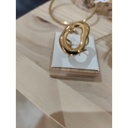 Bague dorée ovale effet sculptural ajustable – Acier inoxydable