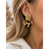 Boucles d’oreilles dorées effet écaille marron – Acier inoxydable