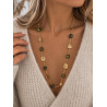 Collier long doré pierres vertes et pendentifs – Acier inoxydable