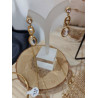 Boucles d’oreilles dorées pendantes avec cristaux facettés – Acier inoxydable