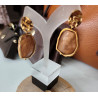 Boucles d’oreilles dorées avec pierre marron – Acier inoxydable
