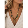 Collier bohème vert et doré avec pierres naturelles – Acier inoxydable