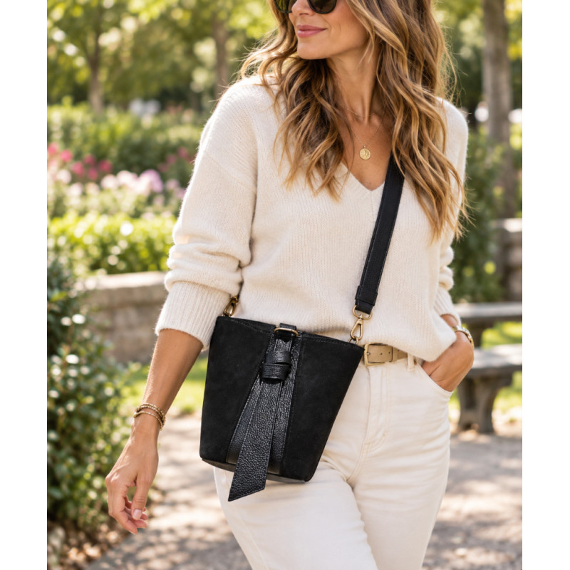 Sac Bandoulière en Daim Femme – Sac à Main en Cuir et Croûte de Cuir
