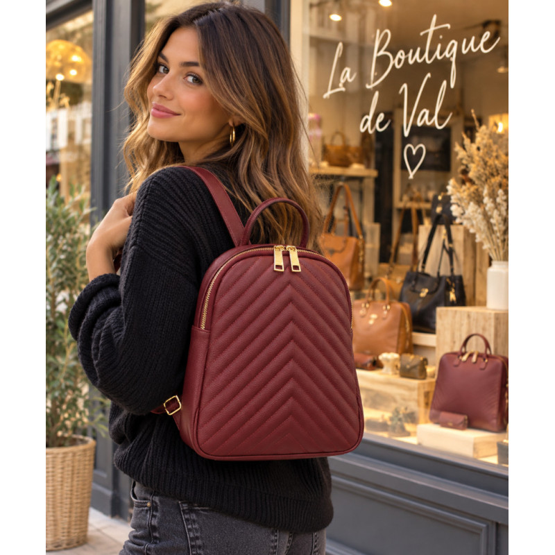 Sac à dos femme en cuir 100% cuir matelassé – Sac à dos élégant
