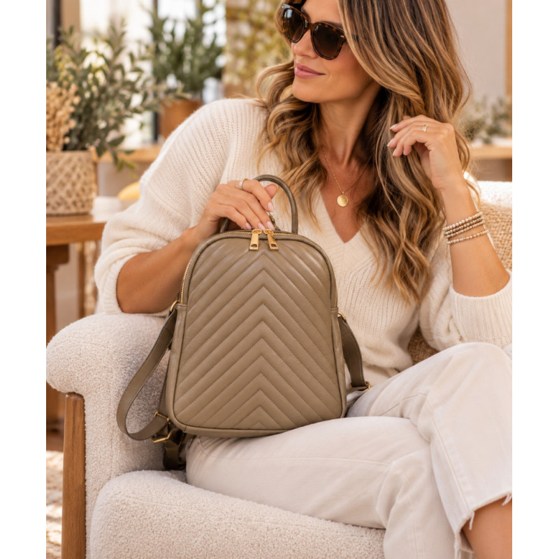 Sac à dos femme 100% cuir matelassé – Sac à dos cuir élégant »