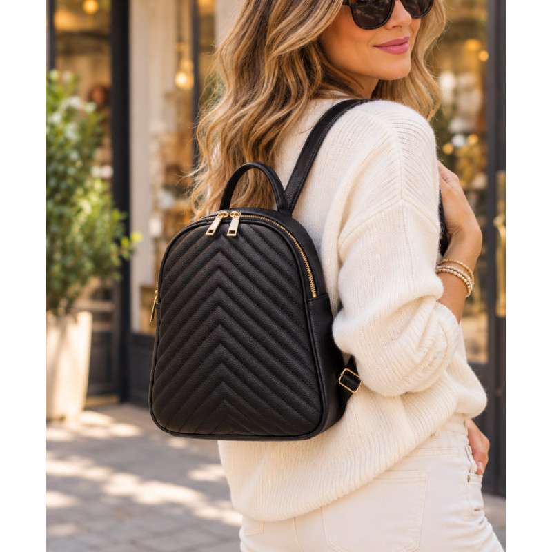 Sac à dos femme 100% cuir matelassé – Sac à dos cuir élégant »