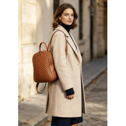 Sac à dos femme 100% cuir matelassé – Sac à dos cuir élégant »