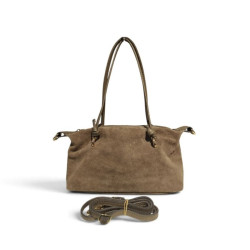 Sac à main cabas femme en 100 % croûte de cuir avec anses et détails dorés