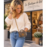 Sac bandoulière léopard en croûte de cuir 100 % cuir – Chaîne dorée
