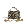 Sac bandoulière léopard en croûte de cuir 100 % cuir – Chaîne dorée
