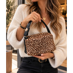 Sac à main femme en cuir de vachette 100 % véritable – Motif animalier