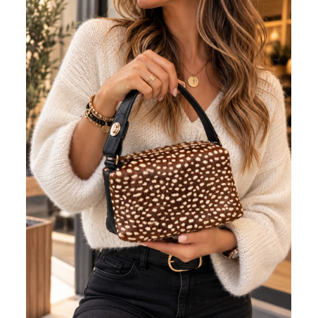 Sac à main femme en cuir de vachette 100 % véritable – Motif animalier