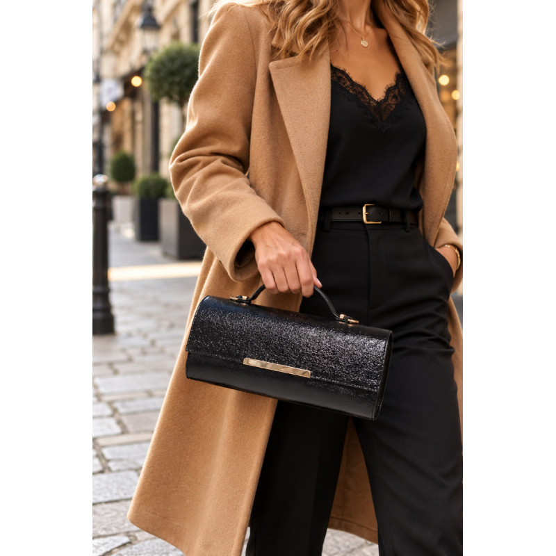 Sac à main en cuir 100% cuir métallisé  – Pochette de soirée élégante