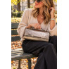 Sac à main en cuir 100% cuir métallisé  – Pochette de soirée élégante