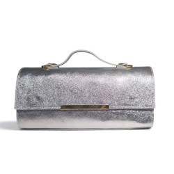Sac à main en cuir 100% cuir métallisé  – Pochette de soirée élégante