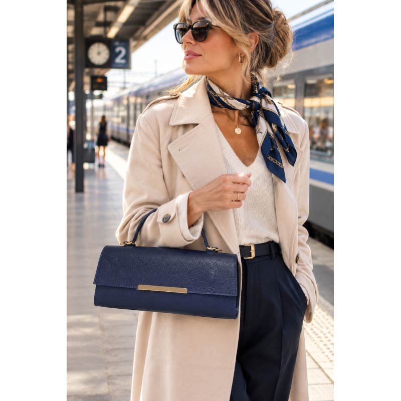 Sac à main en cuir 100% cuir avec poignée et bandoulière femme
