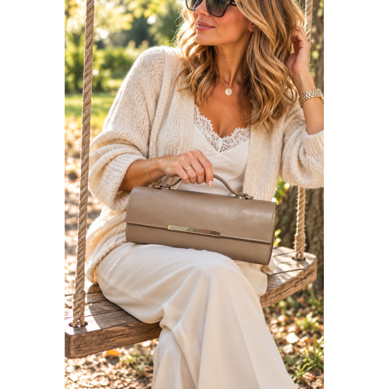 Sac à main en cuir 100% cuir avec poignée et bandoulière femme