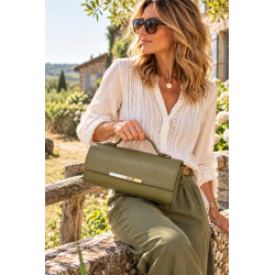 Sac à main en cuir 100% cuir avec poignée et bandoulière femme