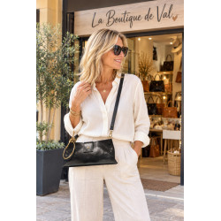 Sac bandoulière en cuir irisé 100% cuir avec anneau doré et bandoulière réglable