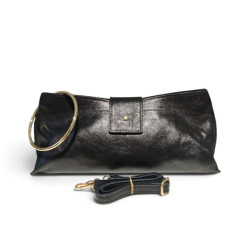 Sac bandoulière en cuir irisé 100% cuir avec anneau doré et bandoulière réglable