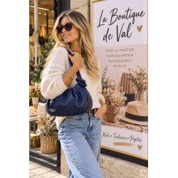 Sac bandoulière femme en cuir grainé avec anses nouées et bandoulière amovible