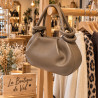 Sac bandoulière femme en cuir grainé avec anses nouées et bandoulière amovible