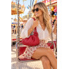 Sac bandoulière femme en cuir grainé avec anses nouées et bandoulière amovible