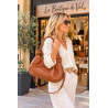 Sac bandoulière femme en cuir grainé avec anses nouées et bandoulière amovible