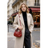 Sac bandoulière femme en cuir grainé avec anses nouées et bandoulière amovible