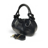 Sac bandoulière femme en cuir grainé avec anses nouées et bandoulière amovible