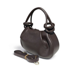 Sac bandoulière femme en cuir grainé avec anses nouées et bandoulière amovible