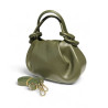 Sac bandoulière femme en cuir grainé avec anses nouées et bandoulière amovible
