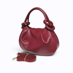 Sac bandoulière femme en cuir grainé avec anses nouées et bandoulière amovible