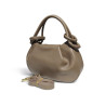 Sac bandoulière femme en cuir grainé avec anses nouées et bandoulière amovible