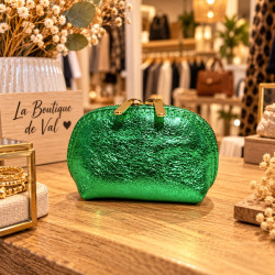 Porte-monnaie femme en cuir irisé 100% cuir avec fermeture zippée
