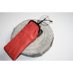 Etui À Lunettes En Cuir – Corail