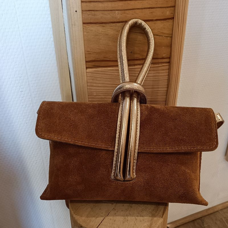 Sac Bandoulière en Daim avec Anse Cuir Irisé